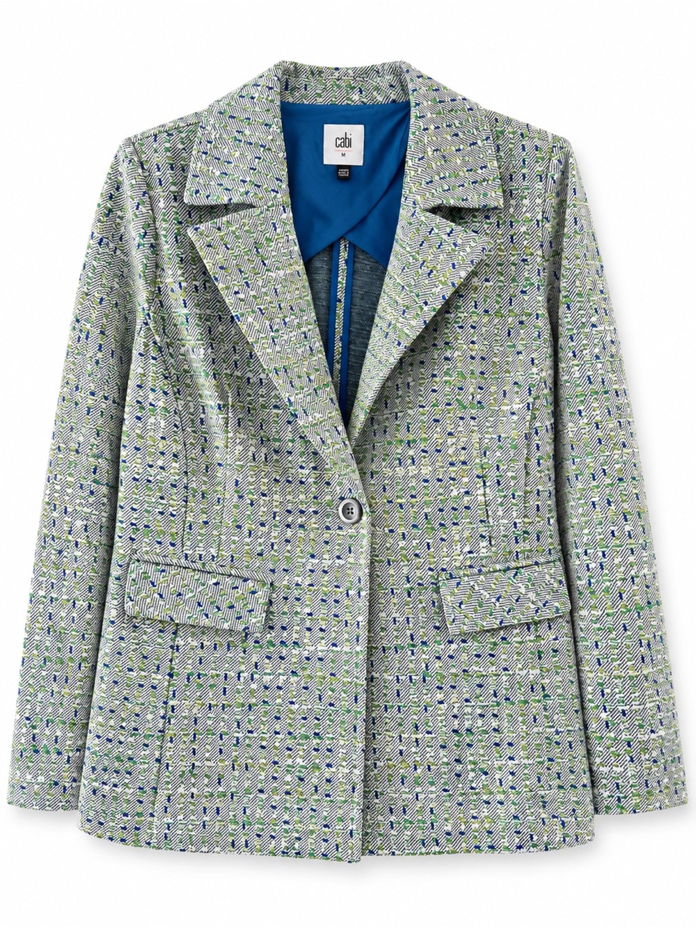 CAbi Green and Blue Tweed Blazer Jacket